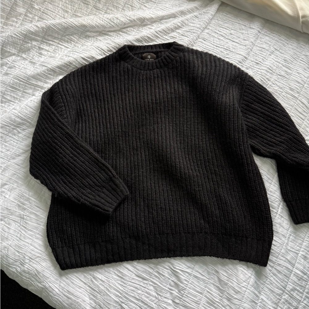Anine Bing ‘Sydney’ Chunky Oversized Black Alpaca Wool Luxe Knit Sweater